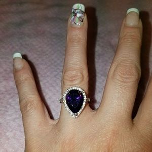 Sterling silver amethyst and white sapphire ring